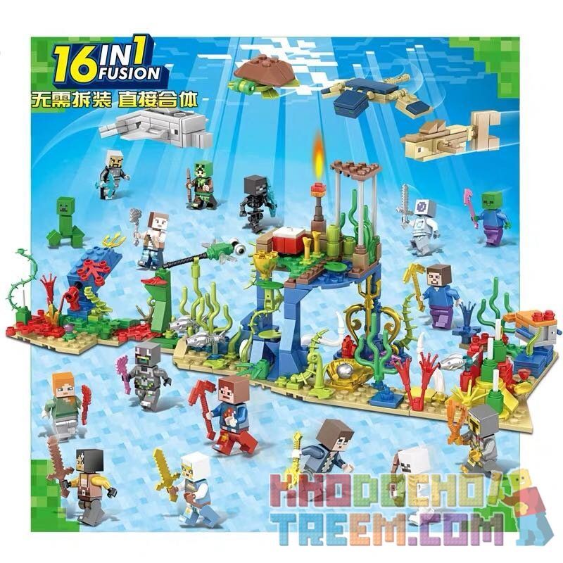 SHENG YUAN SY 1162 non  THẾ GIỚI DƯỚI BIỂN 16 TRONG bộ đồ chơi xếp lắp ráp ghép mô hình Minecraft MY WORLD Game Xây Dựng 543 khối