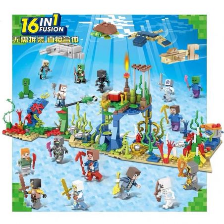SHENG YUAN SY 1162 non  THẾ GIỚI DƯỚI BIỂN 16 TRONG bộ đồ chơi xếp lắp ráp ghép mô hình Minecraft MY WORLD Game Xây Dựng 543 khối