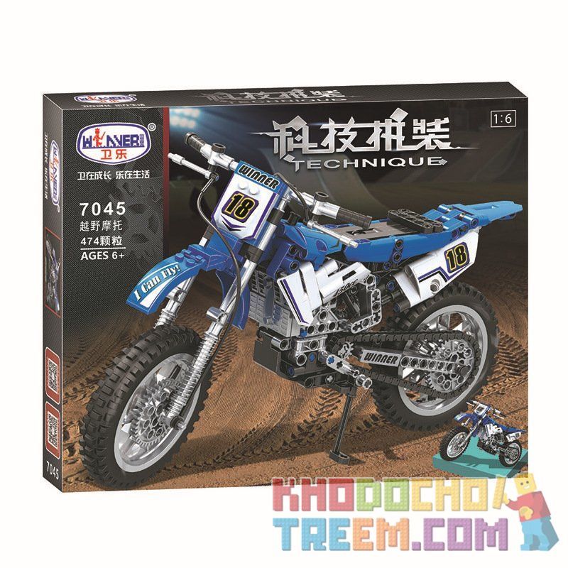 Winner 7045 non  MÔ TÔ ĐỊA HÌNH TỈ LỆ 1:6 tỷ lệ 1:6 bộ đồ chơi xếp lắp ráp ghép mô hình  THE OFF-ROAD MOTORBIKE Kỹ Thuật Công Nghệ Cao Mô Hình Phương Tiện 474 khối