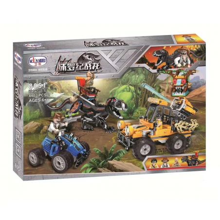 Winner 8051 non  CHIẾN ĐẤU VỚI KHỦNG LONG bộ đồ chơi xếp lắp ráp ghép mô hình Jurassic World DINOSAUR CAPTURE JEEP Thế Giới Khủng Long 440 khối