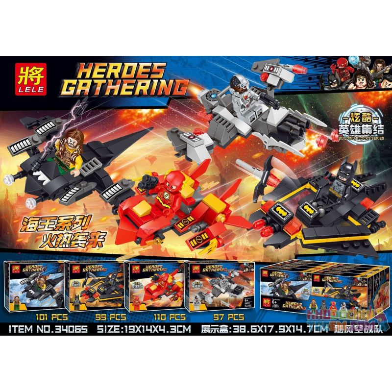 LELE 34065 non  PHI THUYỀN SIÊU ANH HÙNG bộ đồ chơi xếp lắp ráp ghép mô hình Super Heroes HEROES GATHERING Siêu Nhân Anh Hùng 407 khối