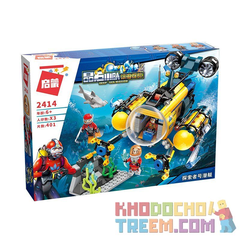 Enlighten 2414 Qman 2414 non  TÀU NGẦM EXPLORER bộ đồ chơi xếp lắp ráp ghép mô hình Kyanite Squad Đội Khai Khoáng 401 khối