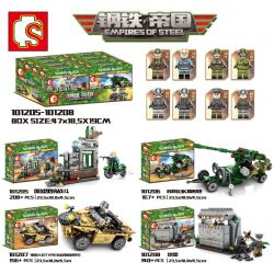 SEMBO 101205 101206 101207 101208 non  NHÀ TRỐNG PHÁP XE JEEP LÔ CỐT bộ đồ chơi xếp lắp ráp ghép mô hình Empires Of Steel Đế Chế Thép 671 khối