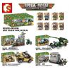 SEMBO 101205 101206 101207 101208 non  NHÀ TRỐNG PHÁP XE JEEP LÔ CỐT bộ đồ chơi xếp lắp ráp ghép mô hình Empires Of Steel Đế Chế Thép 671 khối