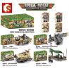 SEMBO 101155 101156 101157 101158 non  XE BỌC THÉP JEEP PHÁO TRẬN ĐỊA bộ đồ chơi xếp lắp ráp ghép mô hình Empires Of Steel Đế Chế Thép 646 khối