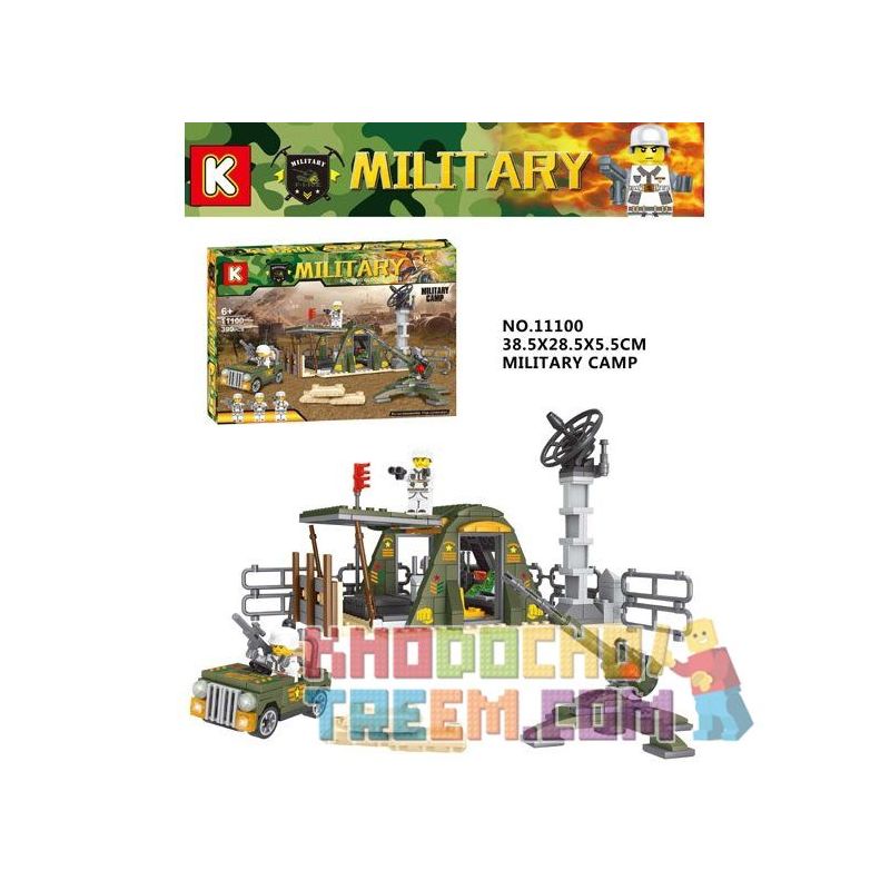 LE DI PIN 11100 Xếp hình kiểu  MILITARY ARMY Military Camp Trại Quân Sự 399 khối