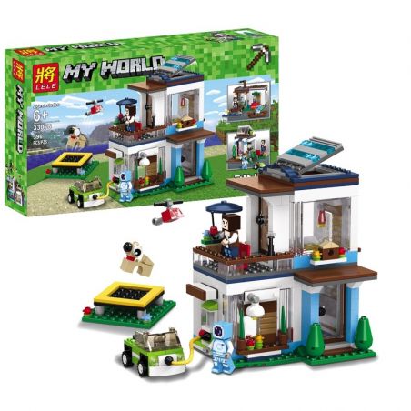 LELE 33078 non  NGÔI NHÀ HIỆN ĐẠI 3 TRONG 1 bộ đồ chơi xếp lắp ráp ghép mô hình Minecraft MY WORLD Game Xây Dựng 396 khối