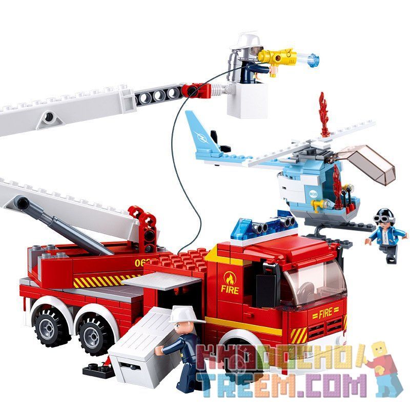 SLUBAN M38-B0627 B0627 0627 M38B0627 38-B0627 non  XE THANG CỨU HỎA bộ đồ chơi xếp lắp ráp ghép mô hình Fire Rescure TOWER LADDER FIRE TRUCK 394 khối