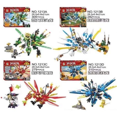 SHENG YUAN SY 1213A 1213B 1213C 1213D SY1213 1213 non  RỒNG LỬA NƯỚC BĂNG VÀ ÁNH SÁNG· bộ đồ chơi xếp lắp ráp ghép mô hình The  Ninjago Movie NINJA THUNDER SWORDSMAN Ninja Lốc Xoáy 1176 khối