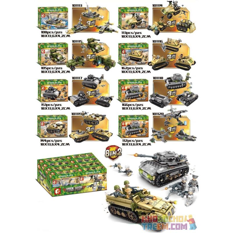 B BRAND 99006 SEMBO 101113 101114 101115 101116 101117 101118 101119 101120 101324 non  PHƯƠNG TIỆN QUÂN SỰ KẾT HỢP THÀNH XE TĂNG LỚN VÀ TẢI bộ đồ chơi xếp lắp ráp ghép mô hình Empires Of Steel Đế Chế Thép 1061 khối