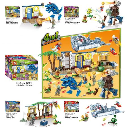 SHENG YUAN SY SY1241A 1241A SY1241B 1241B SY1241C 1241C SY1241D 1241D non  HOA QUẢ NỔI GIẬN bộ đồ chơi xếp lắp ráp ghép mô hình Plants Vs Zombies 964 khối