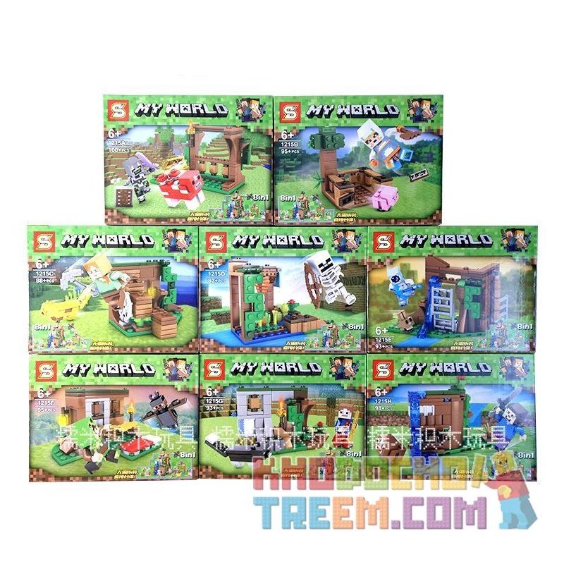 SHENG YUAN SY 1215A 1215B 1215C 1215D 1215E 1215F 1215G 1215H non  THẾ GIỚI SINH TỒN bộ đồ chơi xếp lắp ráp ghép mô hình Minecraft MY WORLD Game Xây Dựng 738 khối