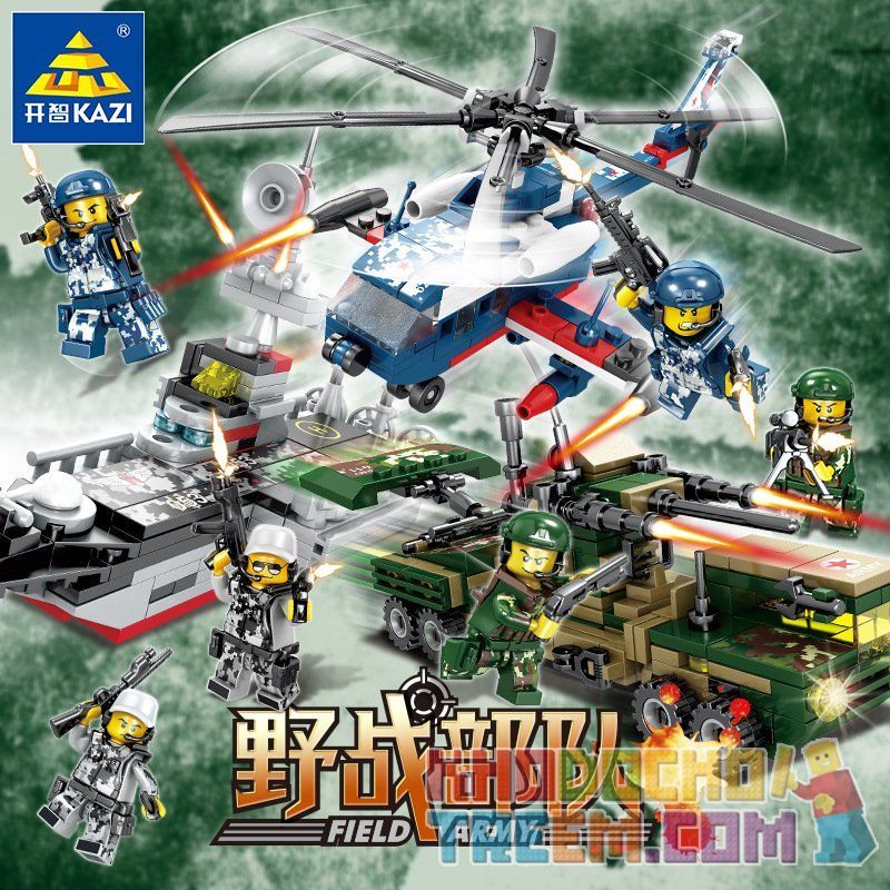 Kazi KY84067 84067 non  TÀU CHIẾN XUỒNG CAO TỐC XE RÀ MÌN BỌC THÉP TIÊM KÍCH TRỰC THĂNG ĐẤU bộ đồ chơi xếp lắp ráp ghép mô hình Field Army Chiến Trường 672 khối