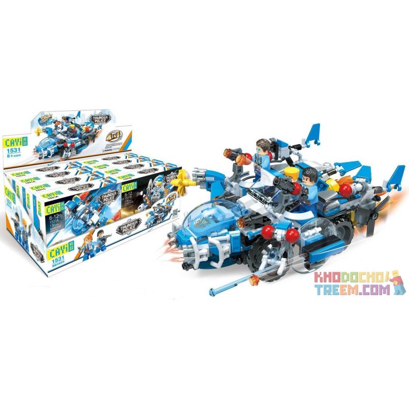 CAYI 1531A 1531B 1531C 1531D non  4 PHƯƠNG TIỆN CHIẾN ĐẤU CỦA CẢNH SÁT bộ đồ chơi xếp lắp ráp ghép mô hình Police THUNDER POLICE GLOW CRUISER 528 khối