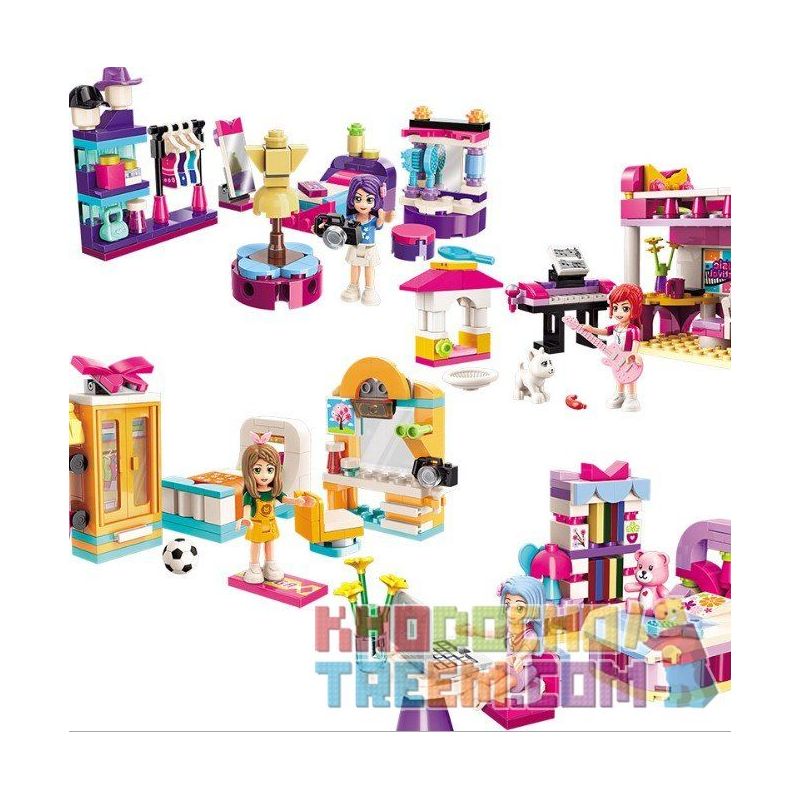 Enlighten 4101 Qman 4101 non  4 CĂN PHÒNG CỦA CÔNG CHÚA SHIRLEY bộ đồ chơi xếp lắp ráp ghép mô hình  CHERRY Các Bạn Gái 483 khối