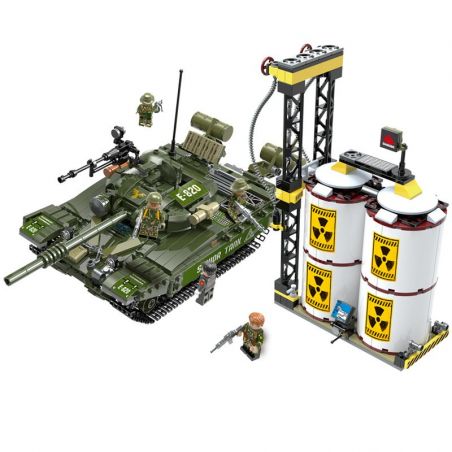 CAYI 2012 non  XE TĂNG CHIẾN ĐẤU T72 bộ đồ chơi xếp lắp ráp ghép mô hình Nuclear War NUCLEAR WAR T72 MAIN BATTLE TANK Chiến Tranh Hạt Nhân 1028 khối