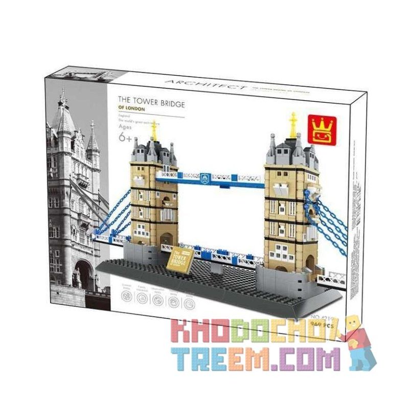 WANGE 4219 non  CẦU THÁP LUÂN ĐÔN bộ đồ chơi xếp lắp ráp ghép mô hình Creator THE TOWER BRIDGE OF LODON-ENGLAND Sáng Tạo 969 khối