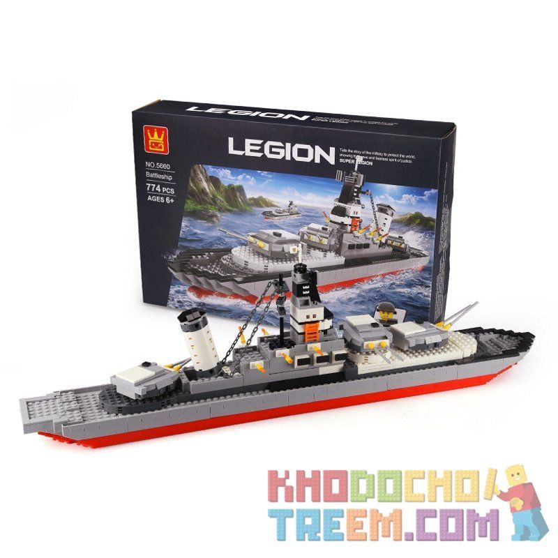 WANGE 5660 non  CHIẾN HẠM bộ đồ chơi xếp lắp ráp ghép mô hình Military Army LEGION BATTLESHIP Quân Sự Bộ Đội 774 khối