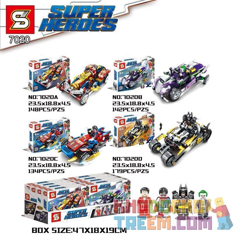 SHENG YUAN SY 7020A 7020B 7020C 7020D non  CHIẾN CƠ SIÊU ANH HÙNG 4 TRONG 1 bộ đồ chơi xếp lắp ráp ghép mô hình Super Heroes SUPERHEROES Siêu Nhân Anh Hùng 603 khối