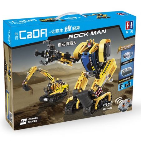 CADA C51026 51026 non  ROBOT BIẾN HÌNH MÁY XÚC ĐIỀU KHIỂN TỪ XA bộ đồ chơi xếp lắp ráp ghép mô hình  ROCK MAN Kỹ Thuật Công Nghệ Cao Mô Hình Phương Tiện 930 khối