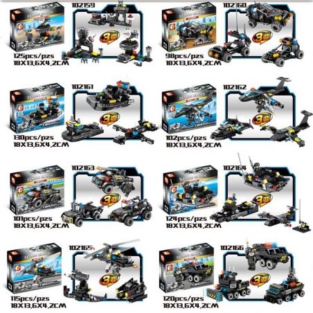 SEMBO 102159 102160 102161 102162 102163 102164 102165 102166 non  ĐỘI ĐẶC NHIỆM DIỀU HÂU ĐEN bộ đồ chơi xếp lắp ráp ghép mô hình Swat Special Force 915 khối