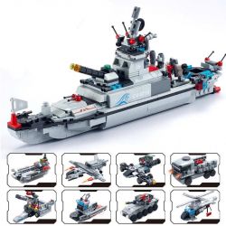 GUDI 8719 non  SIÊU HẠM ĐỘI 8 TÀU CHIẾN bộ đồ chơi xếp lắp ráp ghép mô hình Military Army SUPER SENTAI Quân Sự Bộ Đội 689 khối
