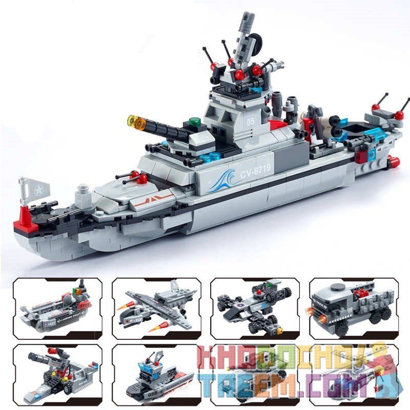 GUDI 8719 non  SIÊU HẠM ĐỘI 8 TÀU CHIẾN bộ đồ chơi xếp lắp ráp ghép mô hình Military Army SUPER SENTAI Quân Sự Bộ Đội 689 khối