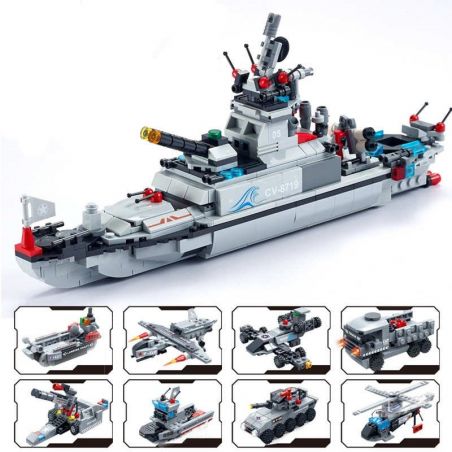 GUDI 8719 non  SIÊU HẠM ĐỘI 8 TÀU CHIẾN bộ đồ chơi xếp lắp ráp ghép mô hình Military Army SUPER SENTAI Quân Sự Bộ Đội 689 khối