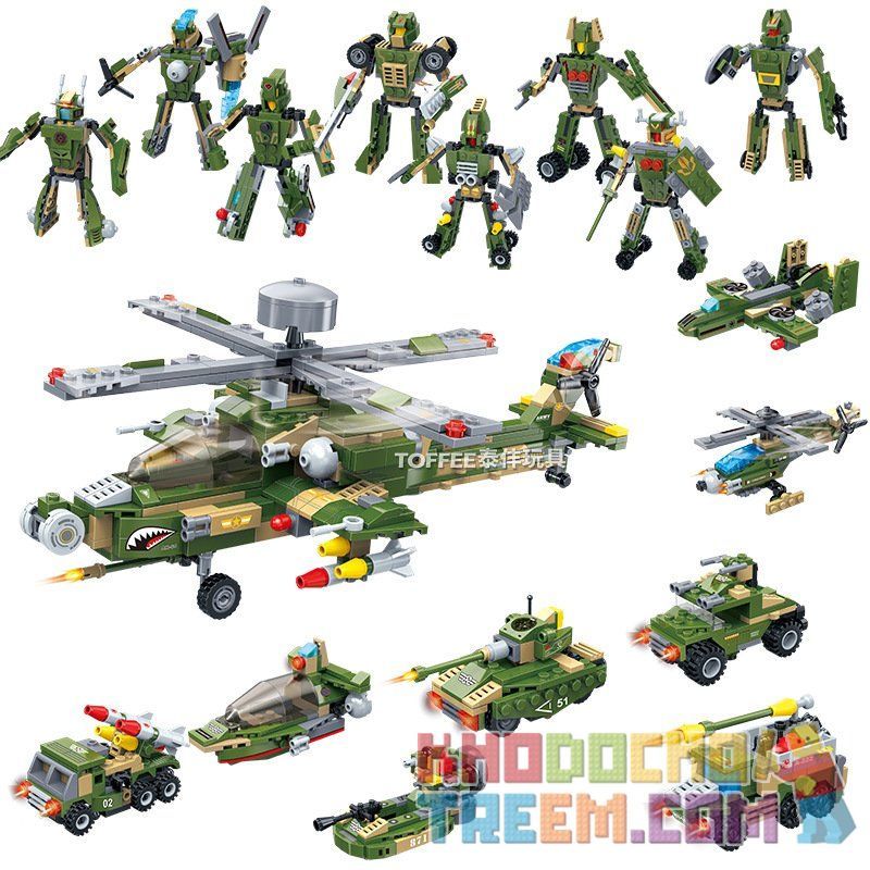 GUDI 8710 non  BIỆT ĐỘI KHÔNG CHIẾN TẬP HỢP 8 APACHE TRANG BỊ MÁY BAY TRỰC THĂNG bộ đồ chơi xếp lắp ráp ghép mô hình Military Army SUPER SENTAI Quân Sự Bộ Đội 648 khối