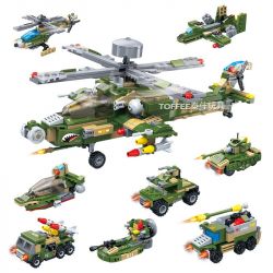 GUDI 8710 non  BIỆT ĐỘI KHÔNG CHIẾN TẬP HỢP 8 APACHE TRANG BỊ MÁY BAY TRỰC THĂNG bộ đồ chơi xếp lắp ráp ghép mô hình Military Army SUPER SENTAI Quân Sự Bộ Đội 648 khối