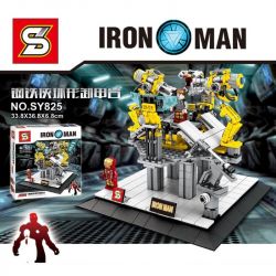 SHENG YUAN SY SY825 non  DÀN MÁY CỦA NGƯỜI SẮT bộ đồ chơi xếp lắp ráp ghép mô hình Super Heroes IRON MAN GANTRY MACHINE Siêu Nhân Anh Hùng 527 khối