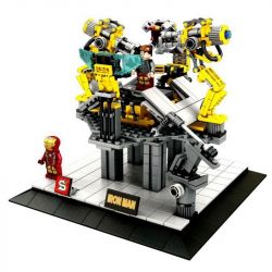SHENG YUAN SY SY825 non  DÀN MÁY CỦA NGƯỜI SẮT bộ đồ chơi xếp lắp ráp ghép mô hình Super Heroes IRON MAN GANTRY MACHINE Siêu Nhân Anh Hùng 527 khối