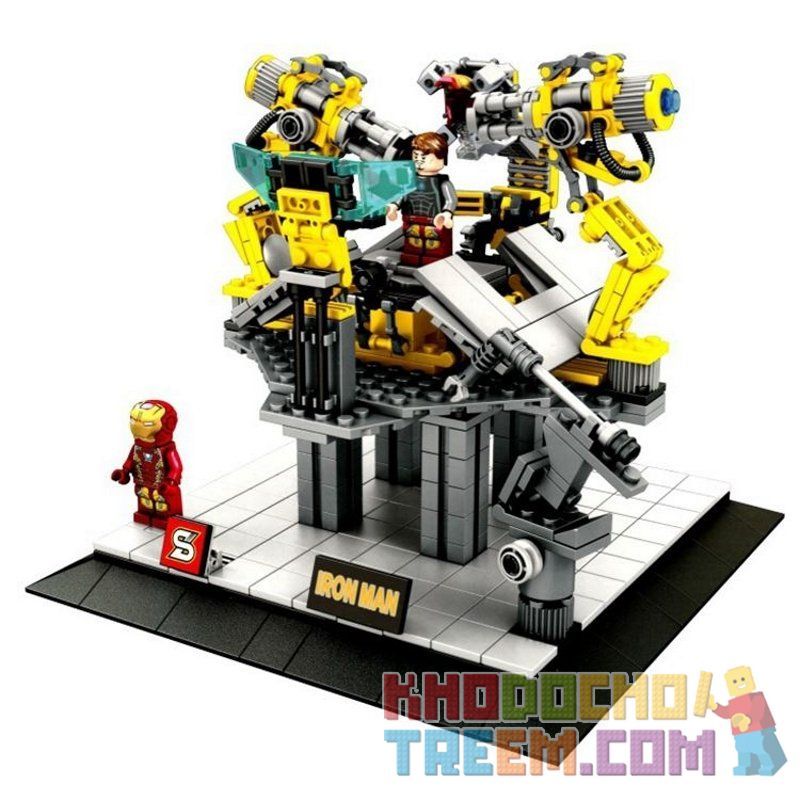 SHENG YUAN SY SY825 non  DÀN MÁY CỦA NGƯỜI SẮT bộ đồ chơi xếp lắp ráp ghép mô hình Super Heroes IRON MAN GANTRY MACHINE Siêu Nhân Anh Hùng 527 khối