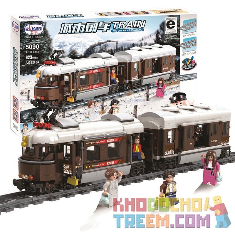 Winner 5090 non  TÀU ĐIỆN CHỞ KHÁCH 2 TOA bộ đồ chơi xếp lắp ráp ghép mô hình Trains Tàu Hỏa 923 khối