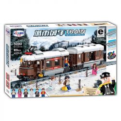 Winner 5090 non  TÀU ĐIỆN CHỞ KHÁCH 2 TOA bộ đồ chơi xếp lắp ráp ghép mô hình Trains Tàu Hỏa 923 khối