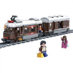Winner 5090 non  TÀU ĐIỆN CHỞ KHÁCH 2 TOA bộ đồ chơi xếp lắp ráp ghép mô hình Trains Tàu Hỏa 923 khối