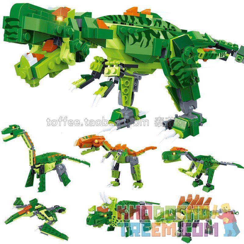 GUDI 8705A 8705B 8705C 8705D 8705E 8705F non  KHỦNG LONG BẠO CHÚA BIẾN HÌNH 6 TRONG 1 bộ đồ chơi xếp lắp ráp ghép mô hình Power Rangers Super Sentai 5 Anh Em Siêu Nhân 472 khối