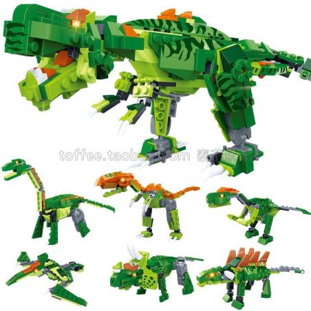 GUDI 8705A 8705B 8705C 8705D 8705E 8705F non  KHỦNG LONG BẠO CHÚA BIẾN HÌNH 6 TRONG 1 bộ đồ chơi xếp lắp ráp ghép mô hình Power Rangers Super Sentai 5 Anh Em Siêu Nhân 472 khối