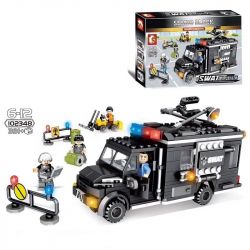 SEMBO 102348 non  ĐỘI ĐẶC NHIỆM BLACK HAWK VÀ XE CẢNH SÁT TÍCH HỢP THIẾT BỊ LIÊN LẠC bộ đồ chơi xếp lắp ráp ghép mô hình Swat Special Force 391 khối