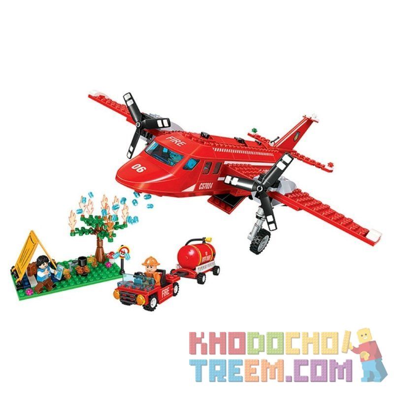 IBLOCK PL-920-128 920-128 PL920-128 Winner 7024 non  MÁY BAY CỨU HỎA bộ đồ chơi xếp lắp ráp ghép mô hình Fire Rescure FIRE BRIGADE 388 khối
