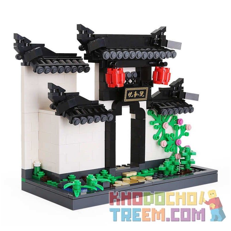 WANGE 3314 non  KIẾN TRÚC HUI PIE - VÒM bộ đồ chơi xếp lắp ráp ghép mô hình Creator THE ARCHWAY OF HUI-STYLE ARCHITECTURE Sáng Tạo 381 khối