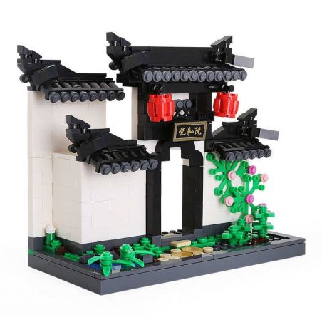 WANGE 3314 non  KIẾN TRÚC HUI PIE - VÒM bộ đồ chơi xếp lắp ráp ghép mô hình Creator THE ARCHWAY OF HUI-STYLE ARCHITECTURE Sáng Tạo 381 khối