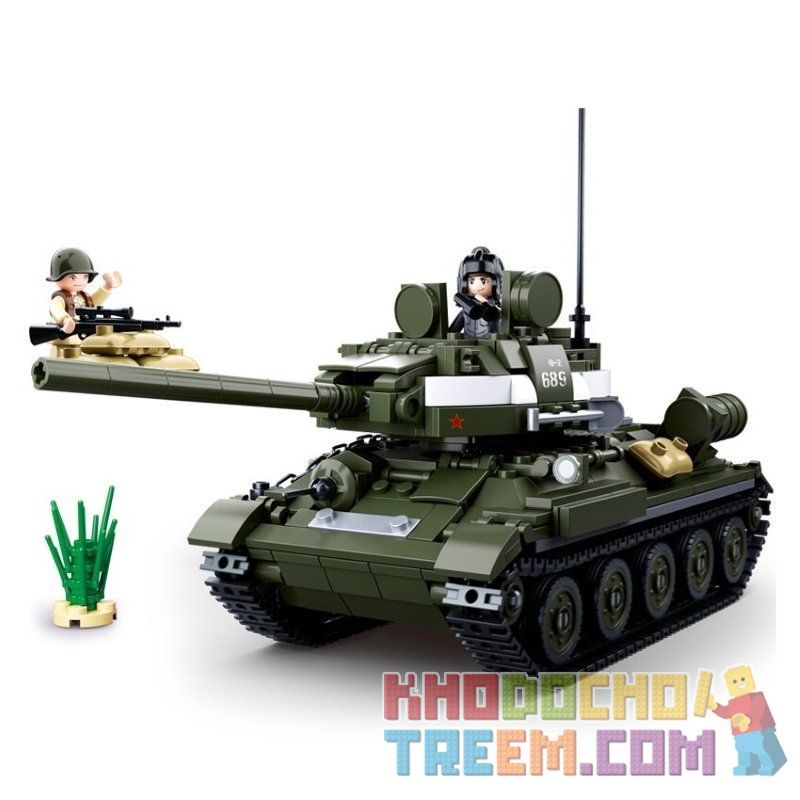 SLUBAN M38-B0689 B0689 0689 M38B0689 38-B0689 non  XE TĂNG T34 HẠNG TRUNG bộ đồ chơi xếp lắp ráp ghép mô hình World War Ii T34\85 MEDIUM TANK Chiến Tranh Thế Giới Thứ 2 387 khối