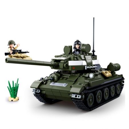 SLUBAN M38-B0689 B0689 0689 M38B0689 38-B0689 non  XE TĂNG T34 HẠNG TRUNG bộ đồ chơi xếp lắp ráp ghép mô hình World War Ii T34\85 MEDIUM TANK Chiến Tranh Thế Giới Thứ 2 387 khối
