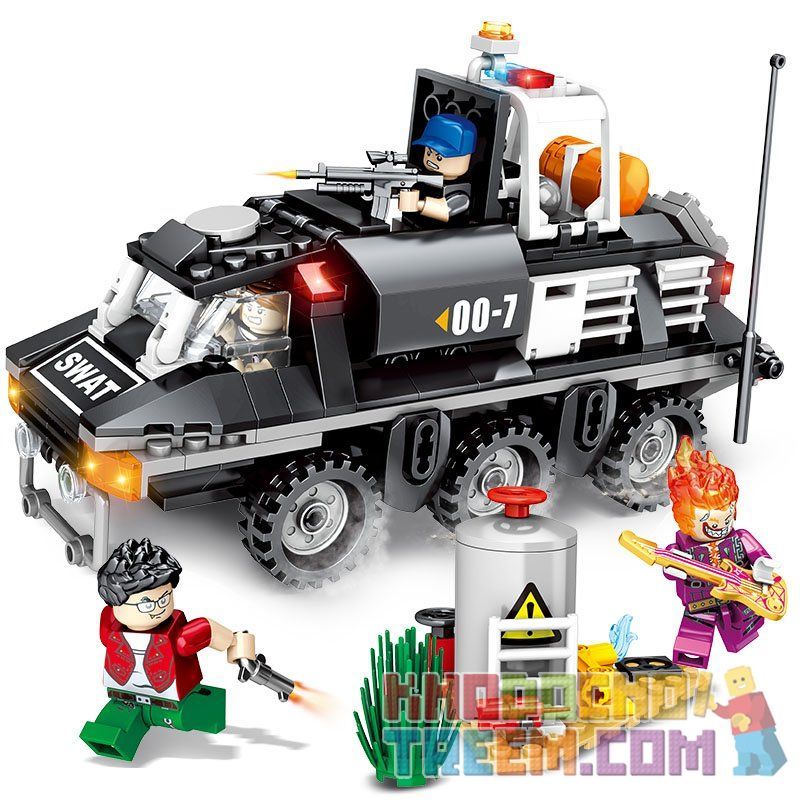 SEMBO 102367 non  XE BỌC THÉP HÓA HỌC bộ đồ chơi xếp lắp ráp ghép mô hình Swat Special Force Đặc Nhiệm 368 khối