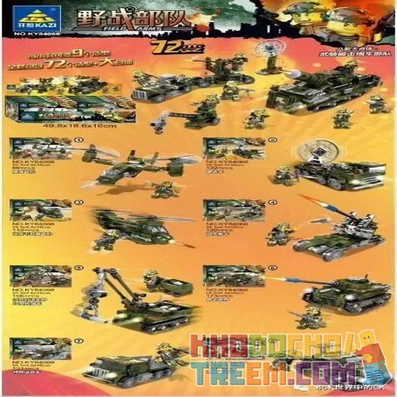Kazi KY84068 84068 non  LỰC LƯỢNG TẠI HIỆN TRƯỜNG bộ đồ chơi xếp lắp ráp ghép mô hình Field Army Chiến Trường 1053 khối