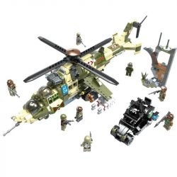 CAYI 2011 non  TRỰC THĂNG QUÂN SỰ VÀ XE CHIẾN ĐẤU HẠT NHÂN bộ đồ chơi xếp lắp ráp ghép mô hình Nuclear War NUCLEAR WAR MIL MI-24 HIND Chiến Tranh Hạt Nhân 891 khối