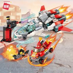 Enlighten 3403 Qman 3403 non  Ô TÔ VÀ MÁY BAY PHẢN LỰC bộ đồ chơi xếp lắp ráp ghép mô hình Power Squad Biệt Đội Siêu Đẳng 356 khối