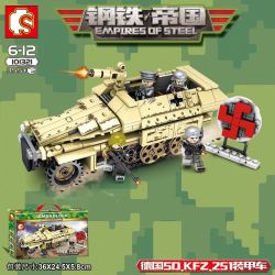 SEMBO 101321 non  XE BỌC THÉP VÀ 4 SỸ QUAN bộ đồ chơi xếp lắp ráp ghép mô hình Empires Of Steel Đế Chế Thép 355 khối