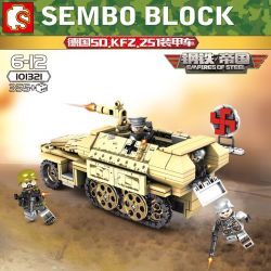 SEMBO 101321 non  XE BỌC THÉP VÀ 4 SỸ QUAN bộ đồ chơi xếp lắp ráp ghép mô hình Empires Of Steel Đế Chế Thép 355 khối